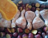 A picture of step 3 of Orange, thyme, paprika chicken and potato bake.