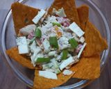 A picture of step 3 of Nacho salad with Ranch Dressing.