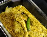 A picture of step 7 of "Sorshe ilish Bhappa"(steamed hilsa with mustard sauce).