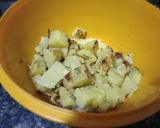 A picture of step 1 of Sweet Potato Chaat without chutney.