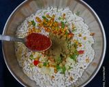 A picture of step 8 of Jhal muri.