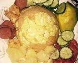 Foto del paso 2 de la receta: Comida mixta. Arroz, huevo, jamón, papa, pepino, tomate y aguacate
