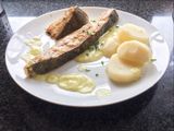 Rodaballo a la plancha con emulsión de ajo