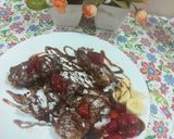 A picture of step 6 of Nutella banana Swiss rolls.