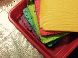 Rainbow cake kukus with fruit