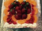 Rainbow cake kukus with fruit