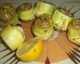 Foto del paso 1 de la receta: Alcachofas gratinadas con taquitos de Jamón serrano