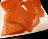 A picture of step 1 of Orange Terayaki Salmon with Carrot, Beans, Mushroom and Broccoli.