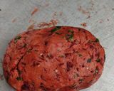 A picture of step 4 of Beetroot thepla.