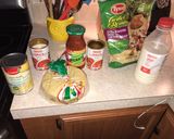 A picture of step 1 of E-Z Chicken Tortilla Bake.