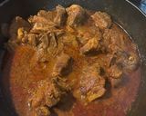 A picture of step 3 of Lamb curry with red Thai curry paste.