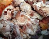 A picture of step 1 of Aloo Gosht.