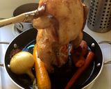 A picture of step 8 of Beer Can Chicken in an oven!.