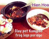Hình bước làm 4 của món Cháo Ếch Singapore (Clay Pot Kung Pao Frog Legs)