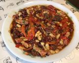 Une image de l'étape 15 de Haricots bicolores au chorizo,lard et poivrons grillés.