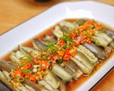 Foto langkah ke 5 dari resep Terong Kukus Cabe Bawang Siram Saus Tiram.