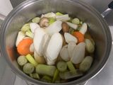 ซุปมิโซะผักรวม กับสันในไก่