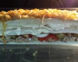 Foto del paso 4 de la receta: Pastel de pan de molde relleno pasión, acompañado de puré de patatas con virutas de jamón 