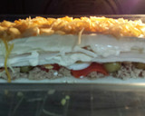 Foto del paso 4 de la receta: Pastel de pan de molde relleno pasión, acompañado de puré de patatas con virutas de jamón 