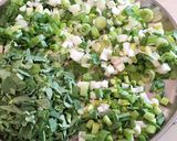 A picture of step 1 of Stuffed Bajri rotlo with spring onions and methi.