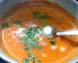 A picture of step 16 of Idly with sambar (without dal) for breakfast.