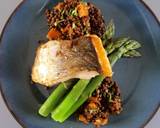 Salmon/sweet potato/black lentil/sundried tom pesto/asparagus recipe step 6 photo