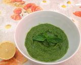 A picture of step 3 of Fresh Basil pesto.