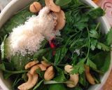 A picture of step 1 of Fresh Basil pesto.