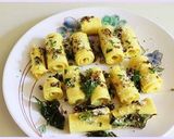 A picture of step 11 of Gujrati special khandvi.
