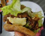 Foto del paso 14 de la receta: Arepas🥯de plátano🫓macho maduro🍌rellenas🥑de pollo🍗bbq🍅y queso🥯🍯🧀