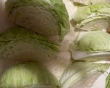 A picture of step 5 of Cabbage Schnitzel (with mushroom gravy).