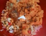 A picture of step 2 of Mango Pasta chaat.