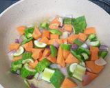 A picture of step 2 of Stir Fry (beef and vegies).