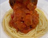 A picture of step 5 of Italian Sausage Spaghetti.