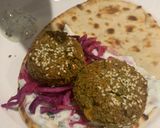 A picture of step 9 of Herby falafel - lightly fried then oven baked 🧆.