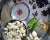 A picture of step 1 of Shahi paneer with white gravy.