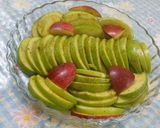 A picture of step 5 of Green Apple chat with honey and mustard dressing.