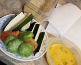 A picture of step 1 of Parmesan Crusted Fried Green Tomatoes & Zucchini Spears.