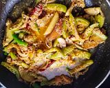 A picture of step 4 of Aloo potol posto Potato pointed gourd with poppy seeds.