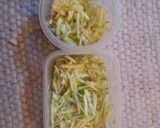 A picture of step 2 of "Zucchini and Pickles" vegan salad.
