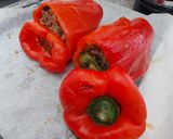 Foto del paso 5 de la receta: Pimientos al horno rellenos de carne, champiñones y verduras