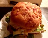 A picture of step 6 of My Hot Sandwich cheese topped Toasted Barm with Chicken etc 🥰.
