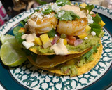 A picture of step 9 of 3 Layer Stacked Shrimp Toastsda w/ Chipotle Sour Cream.