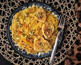 A picture of step 5 of Balaleet (Emirati Breakfast).