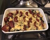 Une image de l'étape 8 de Gratin de riz aux trompettes de la mort bœuf séché et parmesan.