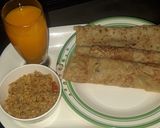 A picture of step 5 of Pancake with scrambled egg.