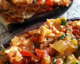 Foto del paso 2 de la receta: Berenjenas rellenas de pisto, pollo y champiñones