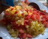 A picture of step 3 of Fruity salad🍉🍊🍍🍌.