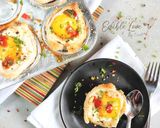 A picture of step 1 of Egg and bread baked cups.