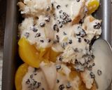 A picture of step 4 of My Peach Bread Pudding with Rum & Raisin Sauce.